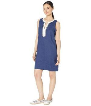 Tommy Bahama Womens XS Two Palms Sleeveless Tunic Linen V Neck Dress Blue